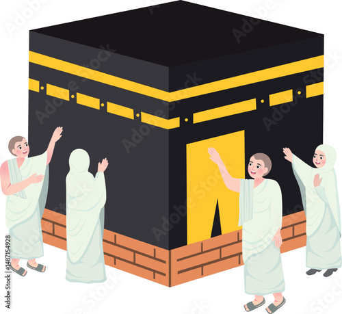 Hajj Pilgrims Perform Tawaf, People Touch Kaaba