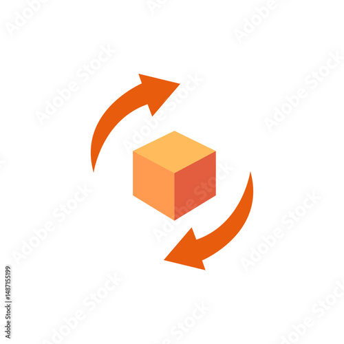 Dynamic iterative process featuring cube rotation in transparent canvas