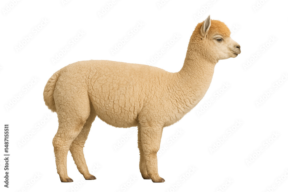 Fototapeta premium A side view of a standing alpaca