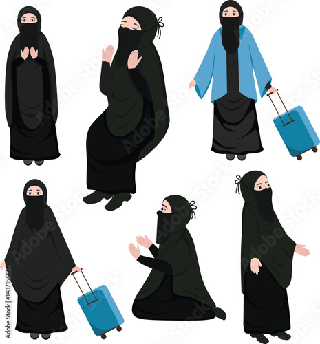 Middle Eastern Character with Hajj Poses Eid Al Adha