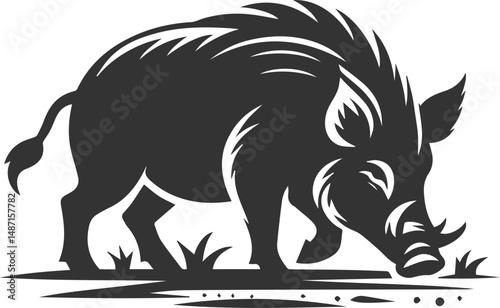 Black vector of a boar animal mammal silhouette
