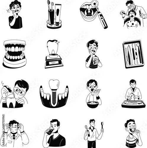 1.Pack of Sketchy Style Dentist Illustrations 