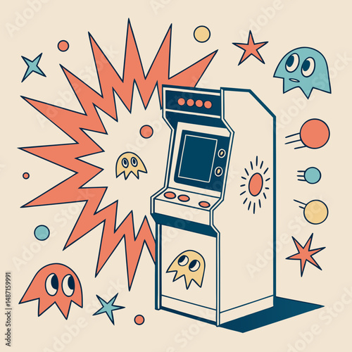 Retro pixel explosion vector with vintage arcade game vibes