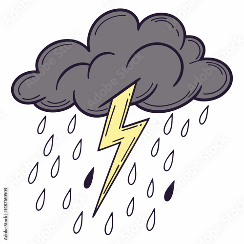 Thunderstorm electric icon with dramatic cloud and bolt combo