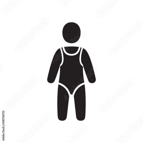 Romper Silhouette – Black Color Vector Clipart on White Background