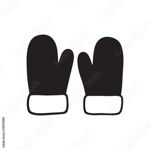 Snowflake Pattern Winter Mittens Illustration – Cozy Knitted Monochrome Design