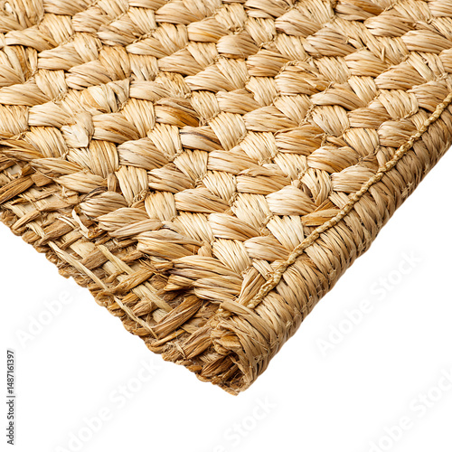 Elegant Minimalist Straw Beach Mat with a Classic W Isolated on Transparent Background