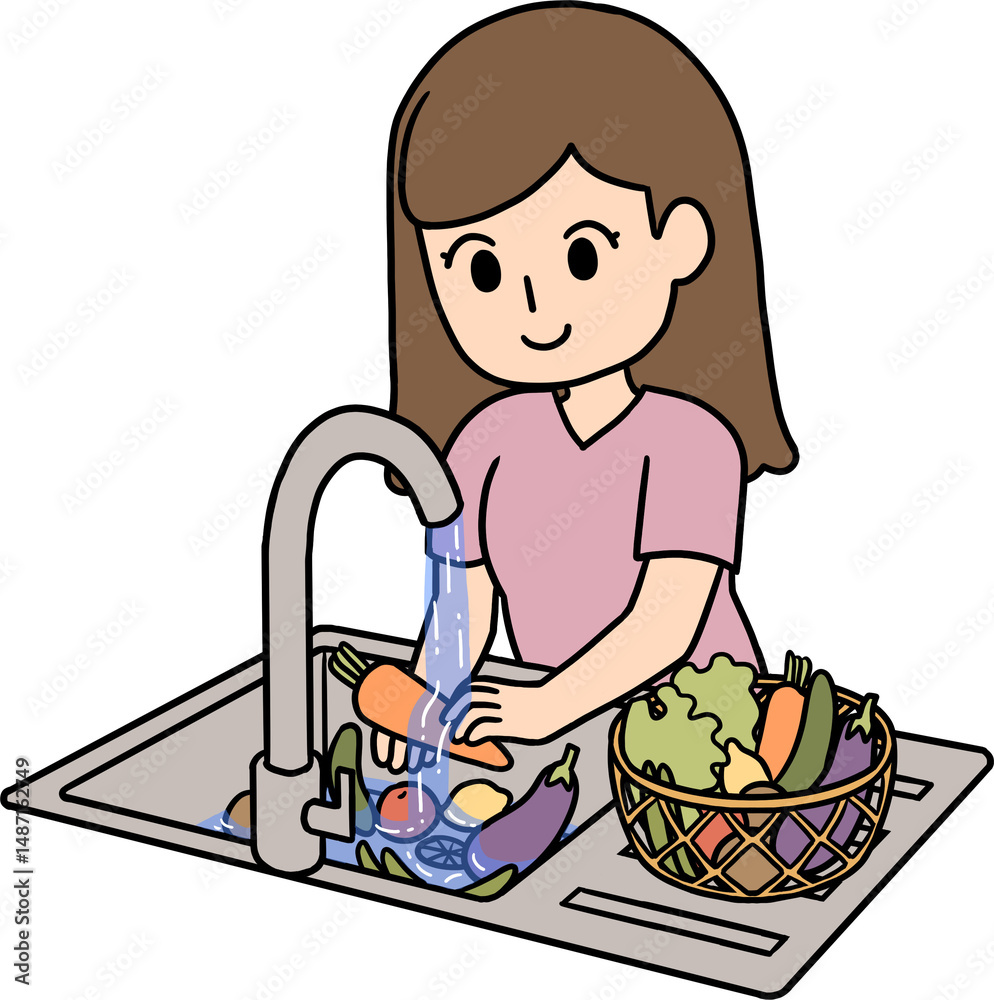 Washing Vegetables Cleaning Food Preparing for Cooking Washing Vegetables Cleaning Food Preparing for Cooking
