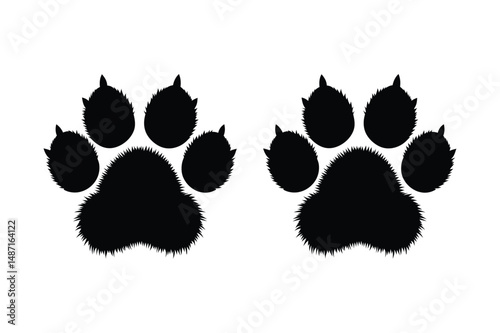 Cat paw Silhouette  Vector bundle  illustration, Set of Cat paw Silhouette