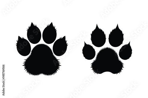 Cat paw Silhouette  Vector bundle  illustration, Set of Cat paw Silhouette