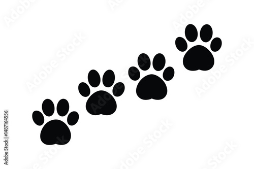 Cat paw Silhouette  Vector bundle  illustration, Set of Cat paw Silhouette