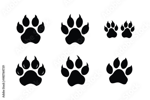 Cat paw Silhouette  Vector bundle  illustration, Set of Cat paw Silhouette