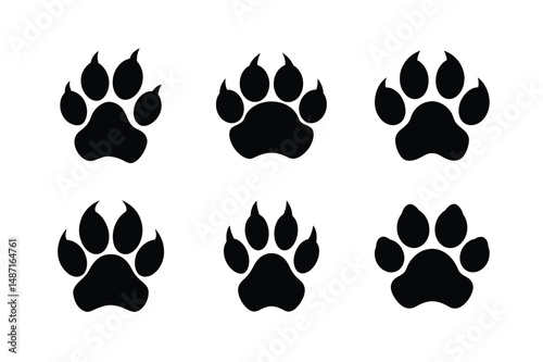 Cat paw Silhouette  Vector bundle  illustration, Set of Cat paw Silhouette