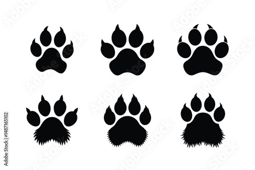 Cat paw Silhouette  Vector bundle  illustration, Set of Cat paw Silhouette