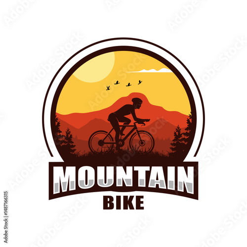 mountain bike adventure logo illustration