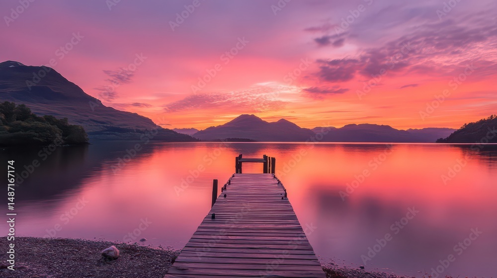 Fototapeta premium Tranquil Lakeside Sunset