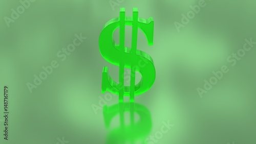 Big Green Translucent 3D Dollar Sign Money USD Symbol Rotates Slowly - Abstract Background Texture
