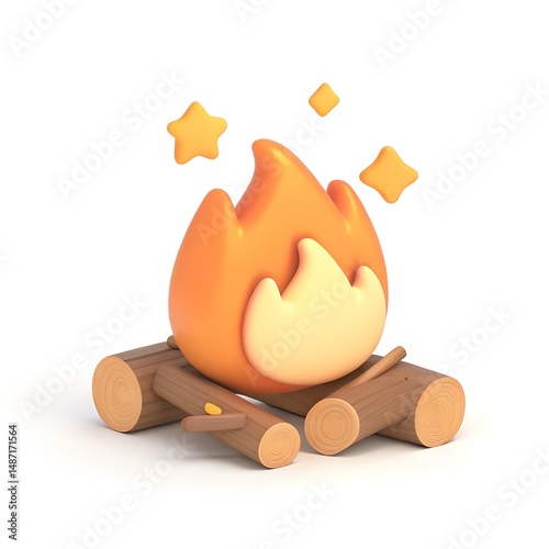 Glowing Campfire Under Stars Warmth Cozy Night Out	
