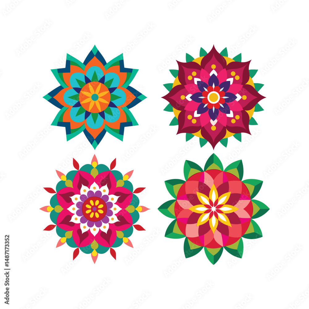 Vibrant Mandala Set for Design Inspiration.