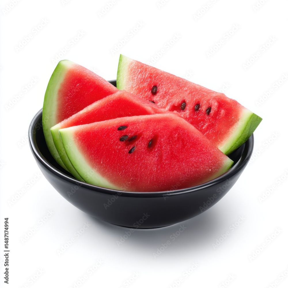 Watermelon slices in bowl still life on white background Watermelon slices in bowl still life on white background