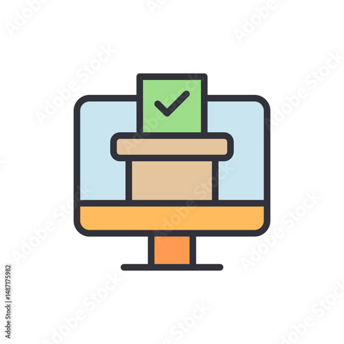 Electronic Voting Concept With A Checkmark On A Computer Screen