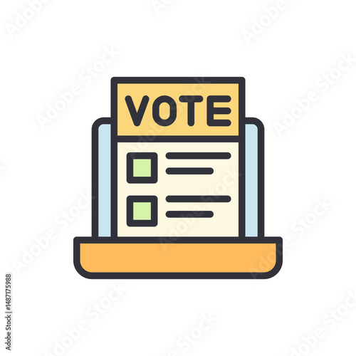 Stylized Voting Box Icon Representing Democratic Participation And Civic Duty