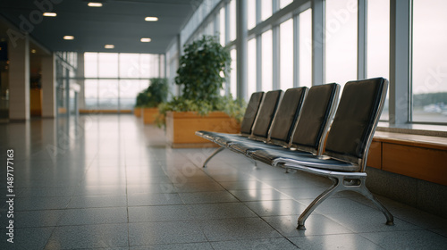 Empty Airport Waiting Area with Modern Design