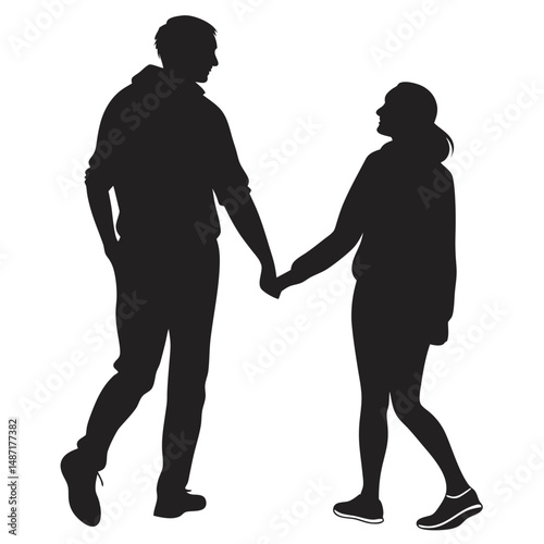 romantic couple in various poses silhouettes collection. Couple falling in love different poses isolated on white background silhouette set