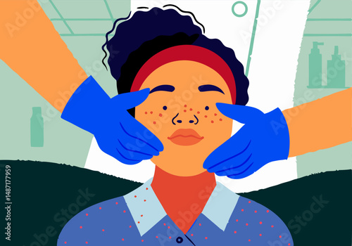 Young Woman Receiving Acne Treatment from Dermatologist