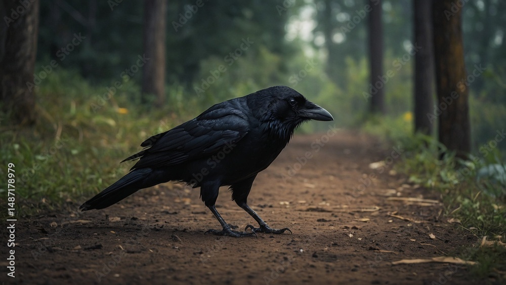 Naklejka premium raven on the ground