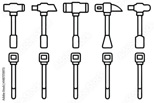 Electric hammers efficient performance Line art