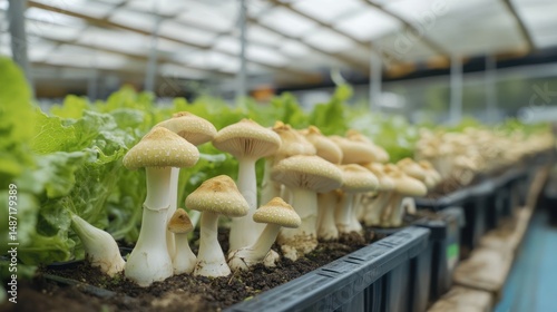 Cultivated Mushrooms in Greenhouse: A Harvest of Delicate Fungi