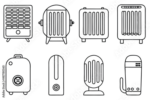 Electric Heaters Wall Mounted Line Art