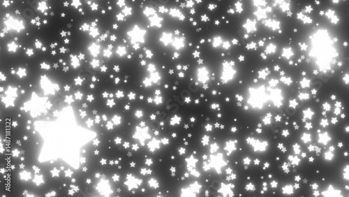 Fly Through Bright White Luminous Glow Stars In Dreamy Dark Space - Abstract Background Texture