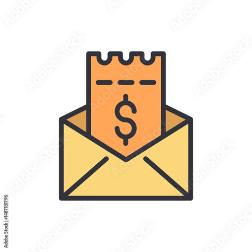 Concept Of Financial Statement Sent By Mail And Digital Invoice