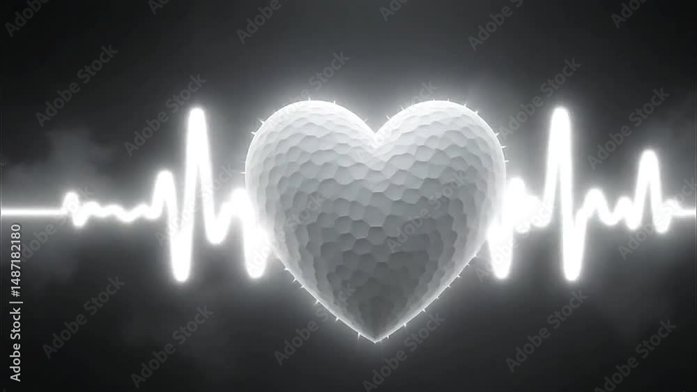 Clean white matte 3D heart beating in loop against black background loop motion