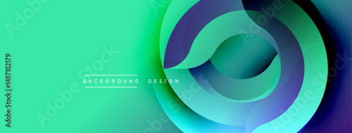Abstract gradients form layered circles. Teal, purple, turquoise hues blend smoothly. Modern design element for backgrounds, presentations.