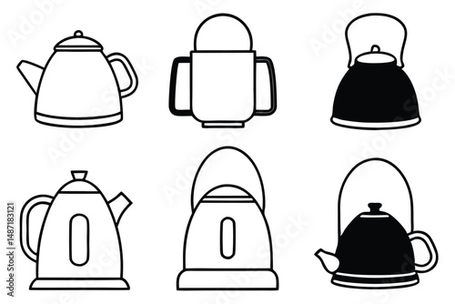 Electric Kettles Energy Saving Line Art