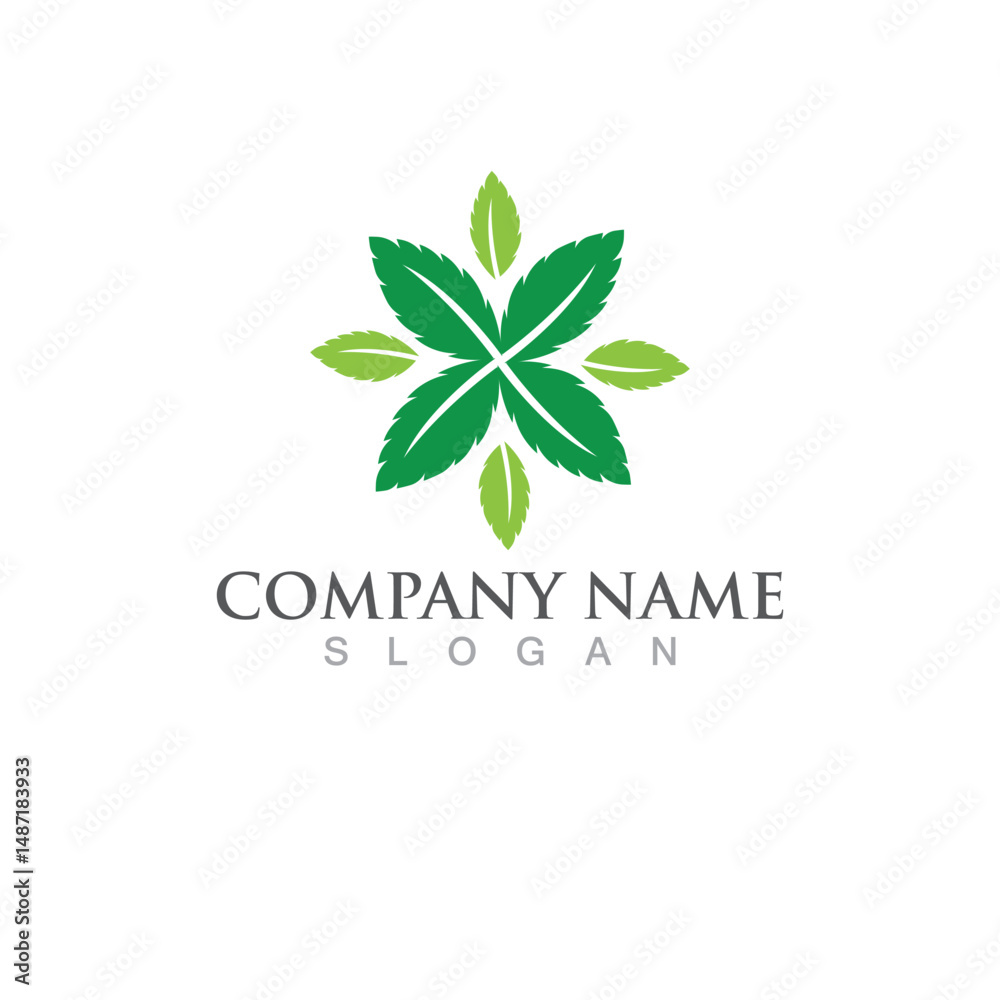 Obraz premium Mint leaves flat vector icon