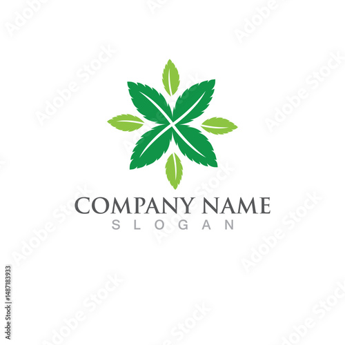 Mint leaves flat vector icon