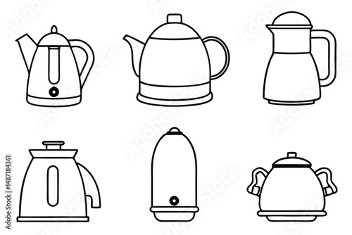 Electric kettles fast boiling Line art