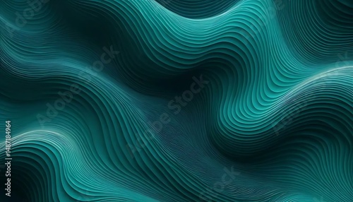 Fototapeta Naklejka Na Ścianę i Meble -  Elegantly flowing turquoise waves create a mesmerizing and rhythmic visual experience, full of depth