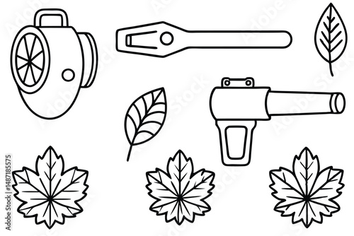 Electric Leaf Blower Powerful Airflow Line Art