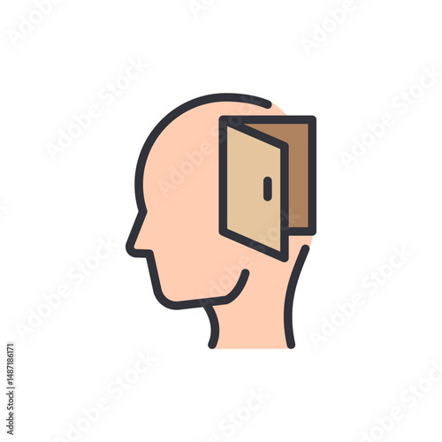Head With Open Door Symbolizing New Ideas And Possibilities Of Mind