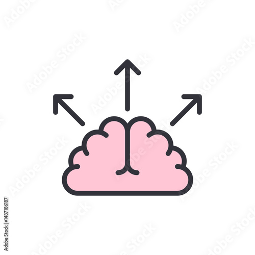 Human Brain Thinking With Arrows Representing Intelligence And Choices