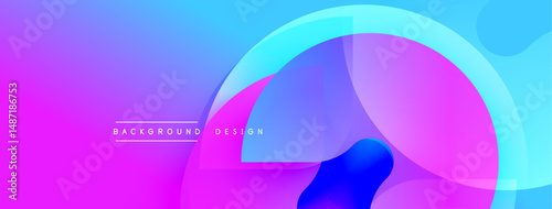 Abstract fluid shapes, vibrant purpleblue gradient. Modern design elements create dynamic visual impact. Background suggests technology, innovation.