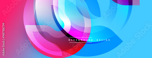 Abstract vibrant layers, flowing shapes. Blue, pink, purple hues blend smoothly. Modern design element for digital projects.