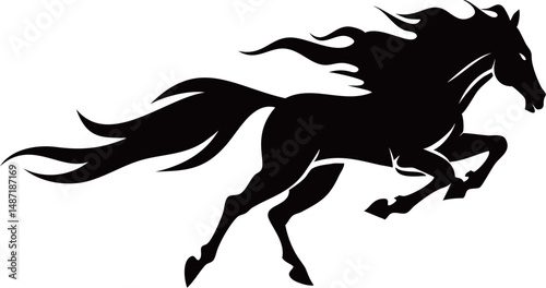 Simple Silhouette of a Free Running Horse