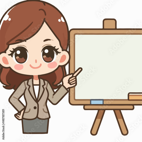 teacher with blackboard