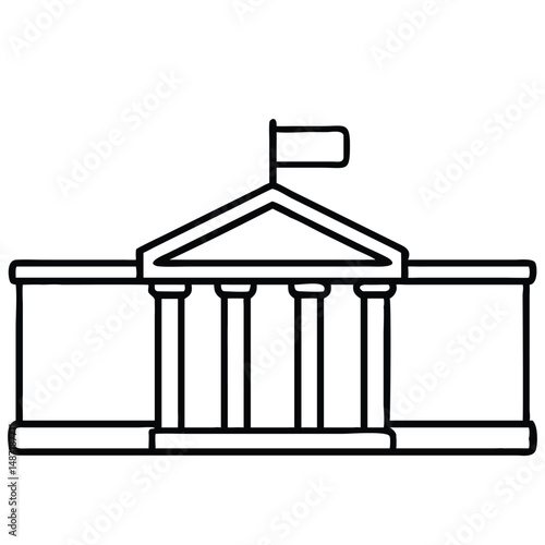 Classic Government Building Line Art Illustration